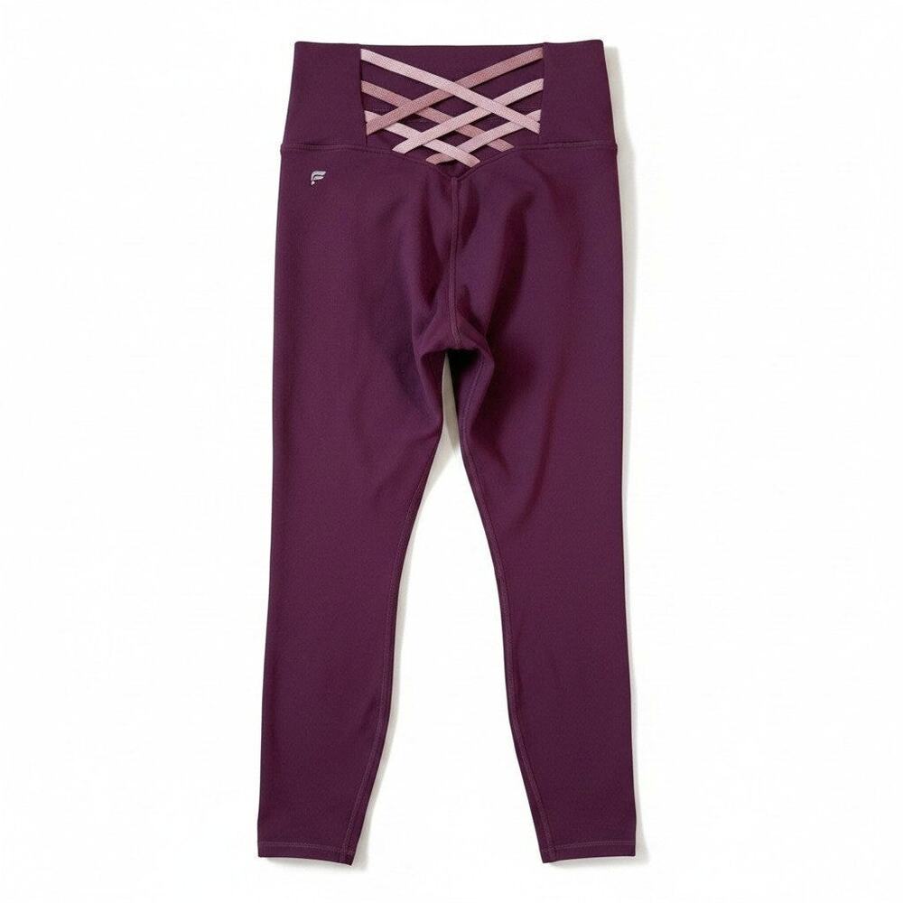 FABLETICS Womens Powerhold Workout Leggings Burgundy Activewear Athleisure Gym